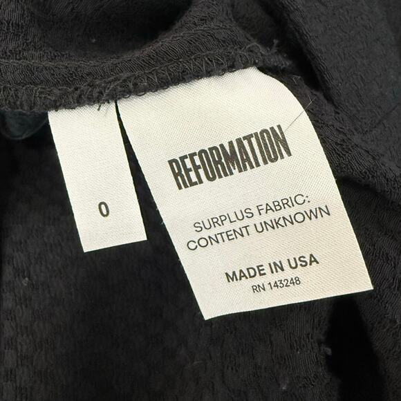 Reformation Black Ferris Textured Cut Out Tie Front Long Sleeve Jumpsuit size 0 - Picture 6 of 15